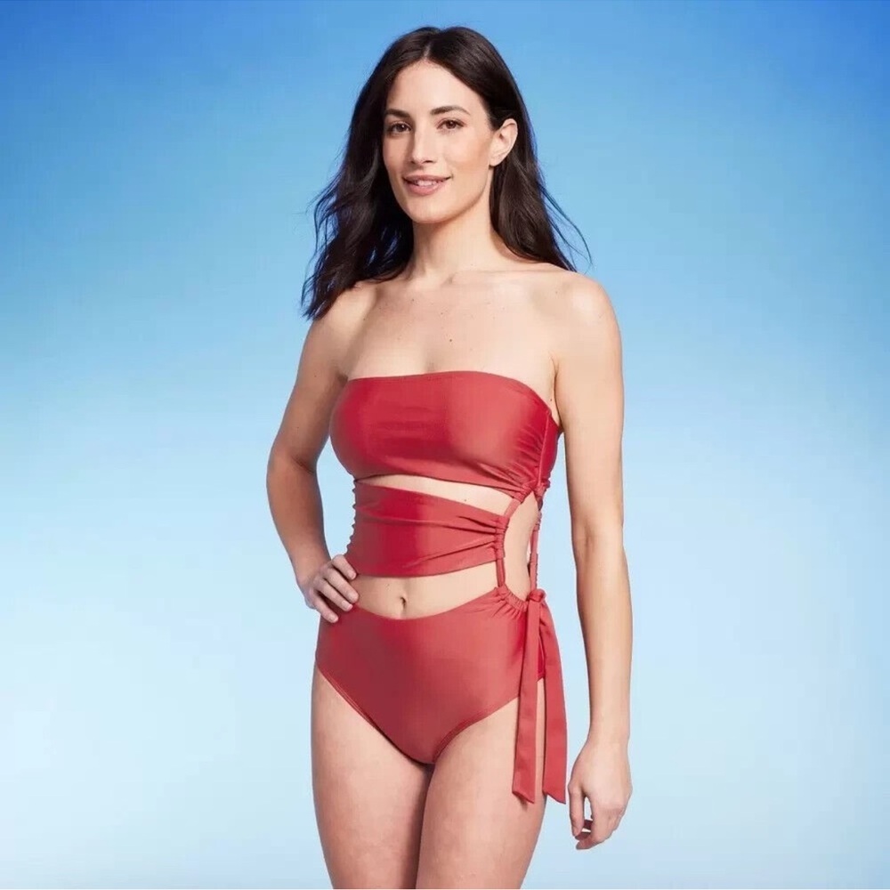 Shade & Shore Red One-Piece Swimsuit b23p